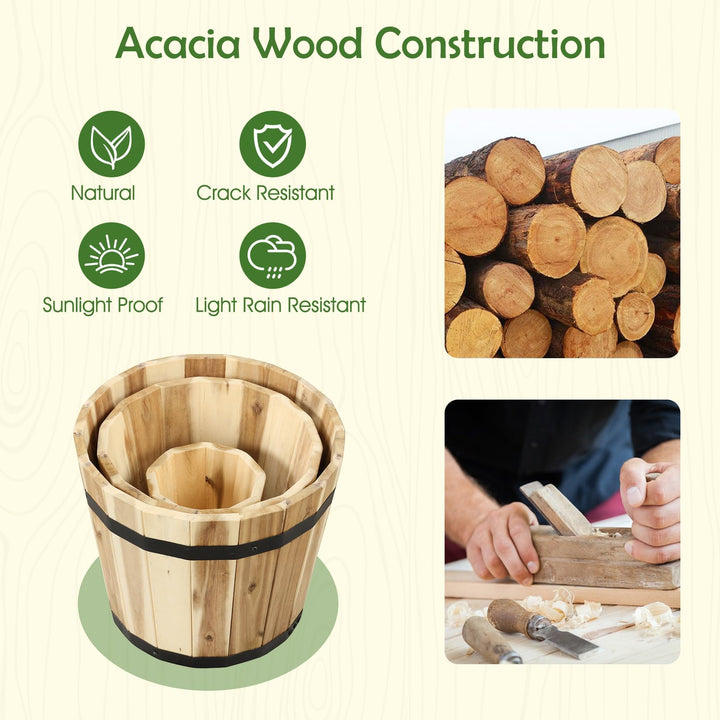 Giantex Outdoor Acacia Wood Raised Garden Bed for Flower Vegetable Fruit
