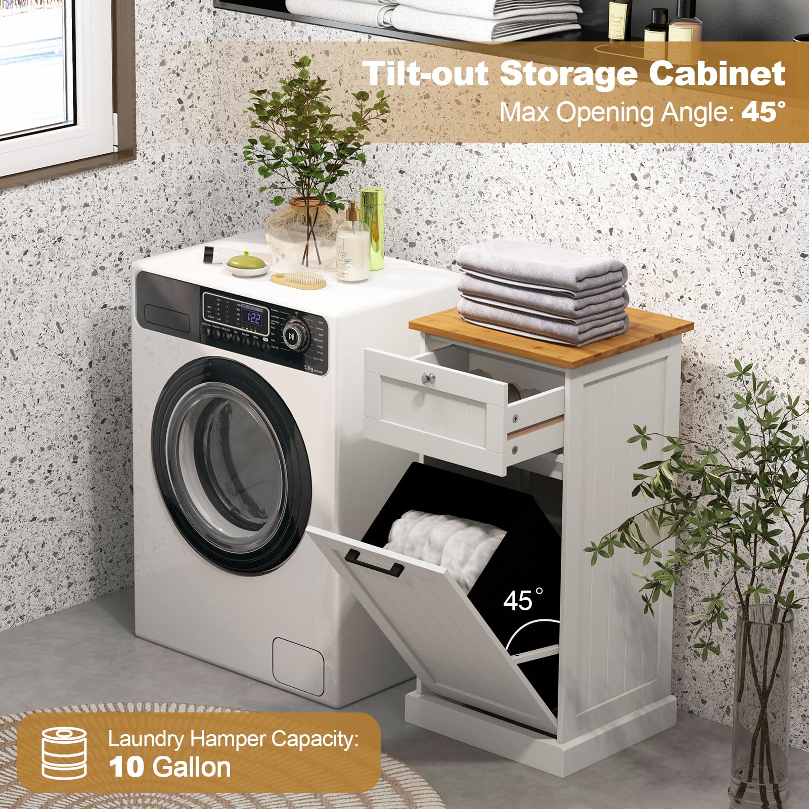 Giantex Tilt Out Laundry Hamper Cabinet