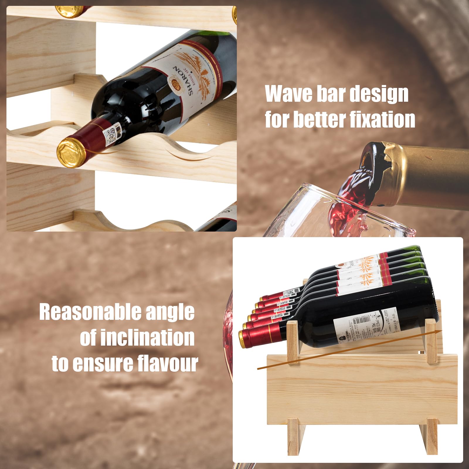 Giantex 36 Bottle Modular Wine Rack, 6 Tier Wine Display Shelves 25 L X 11 W X 33.5 H inch