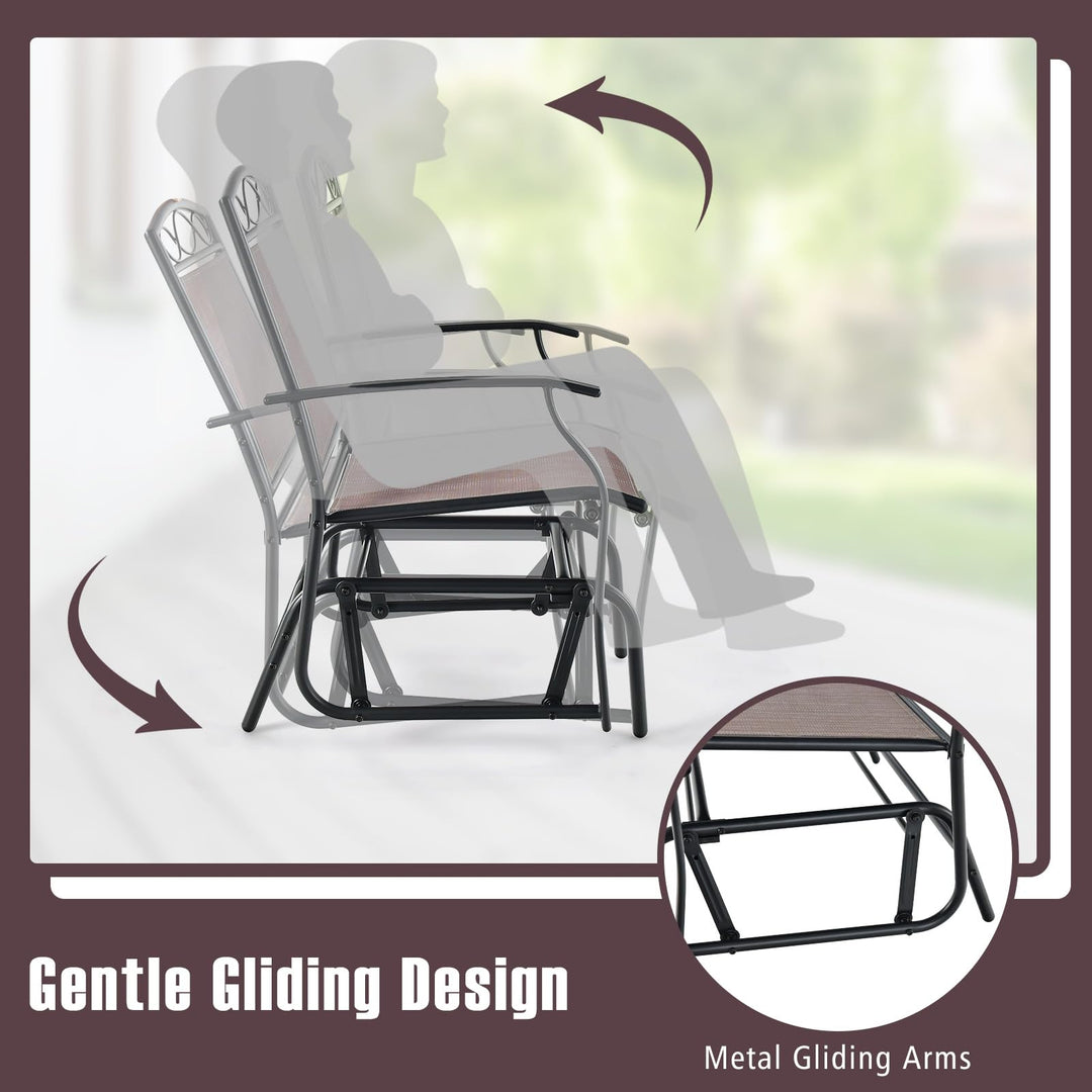 Giantex Patio Glider Chairs Set - 2 PCS Gliding Rocking Chairs w/Weather-Resistant Fabric, Heavy-Duty Metal Frame