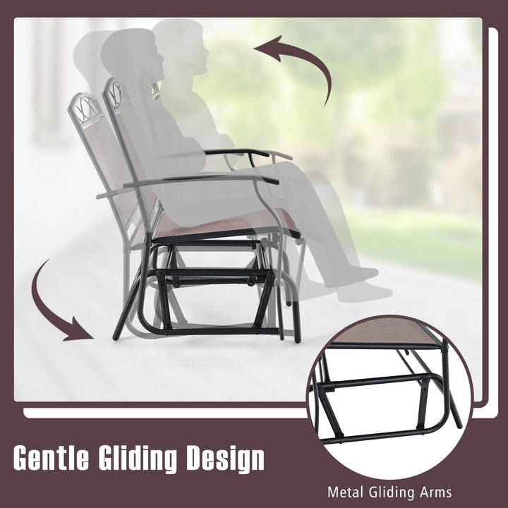 Giantex Patio Glider Chairs Set - 2 PCS Gliding Rocking Chairs w/Weather-Resistant Fabric, Heavy-Duty Metal Frame