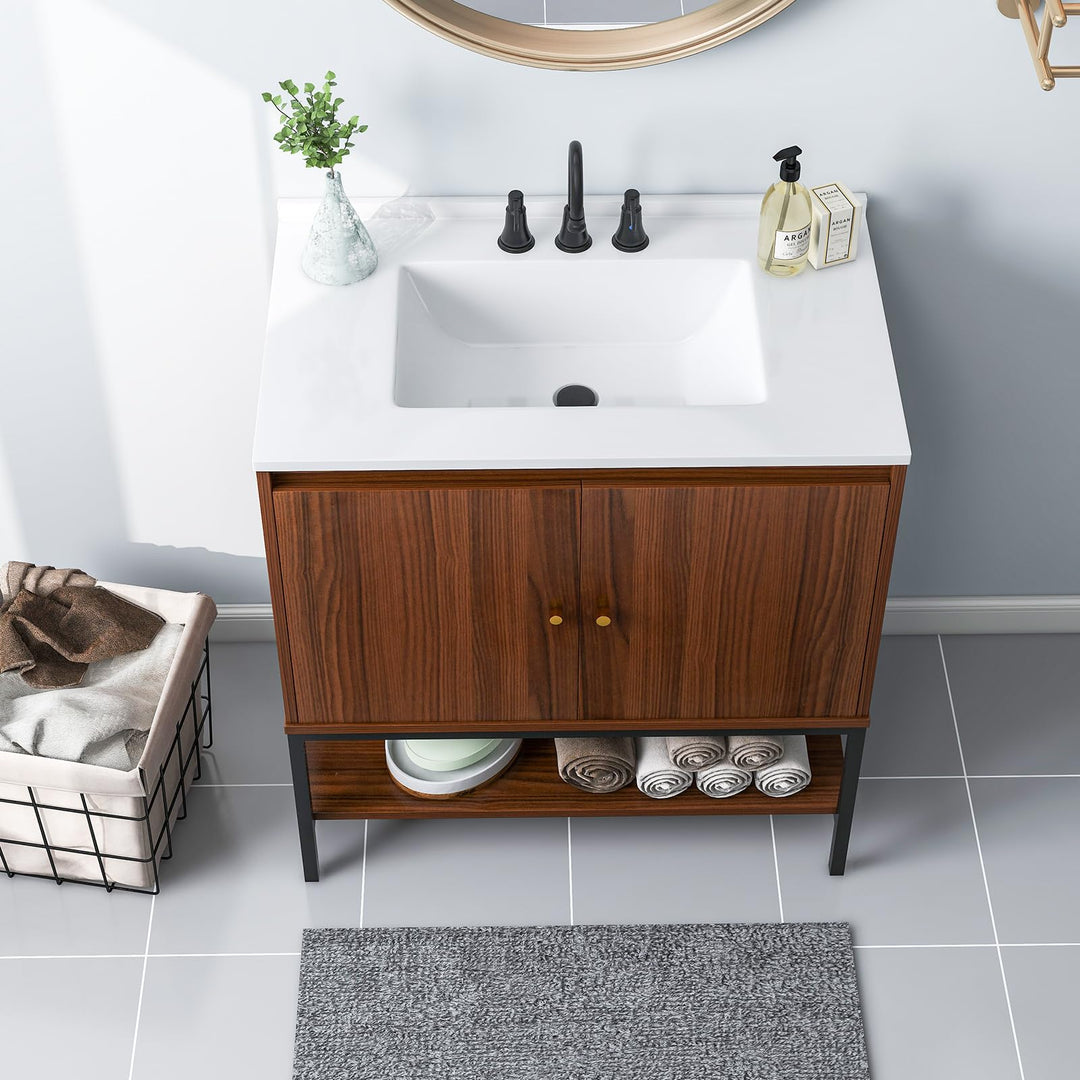 Giantex Bathroom Vanity with Sink Combo - 31" Bathroom Cabinet with Doors