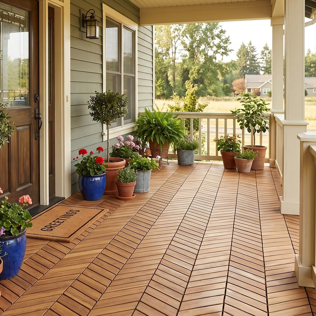 Giantex 30 PCS Interlocking Patio Flooring Tiles with Drainage Base