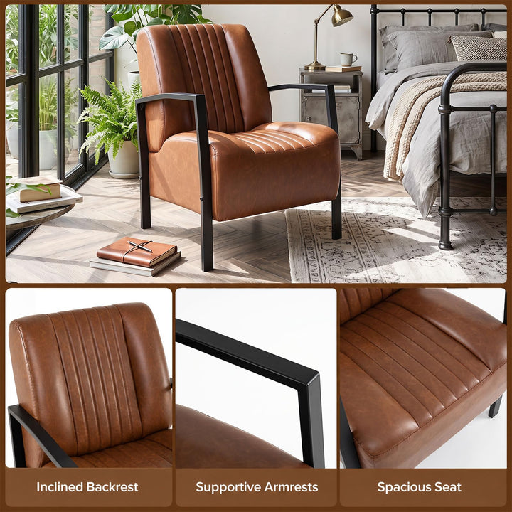 Giantex PU Leather Upholstered Armchair with Padded Seat &amp; Back (1/2)