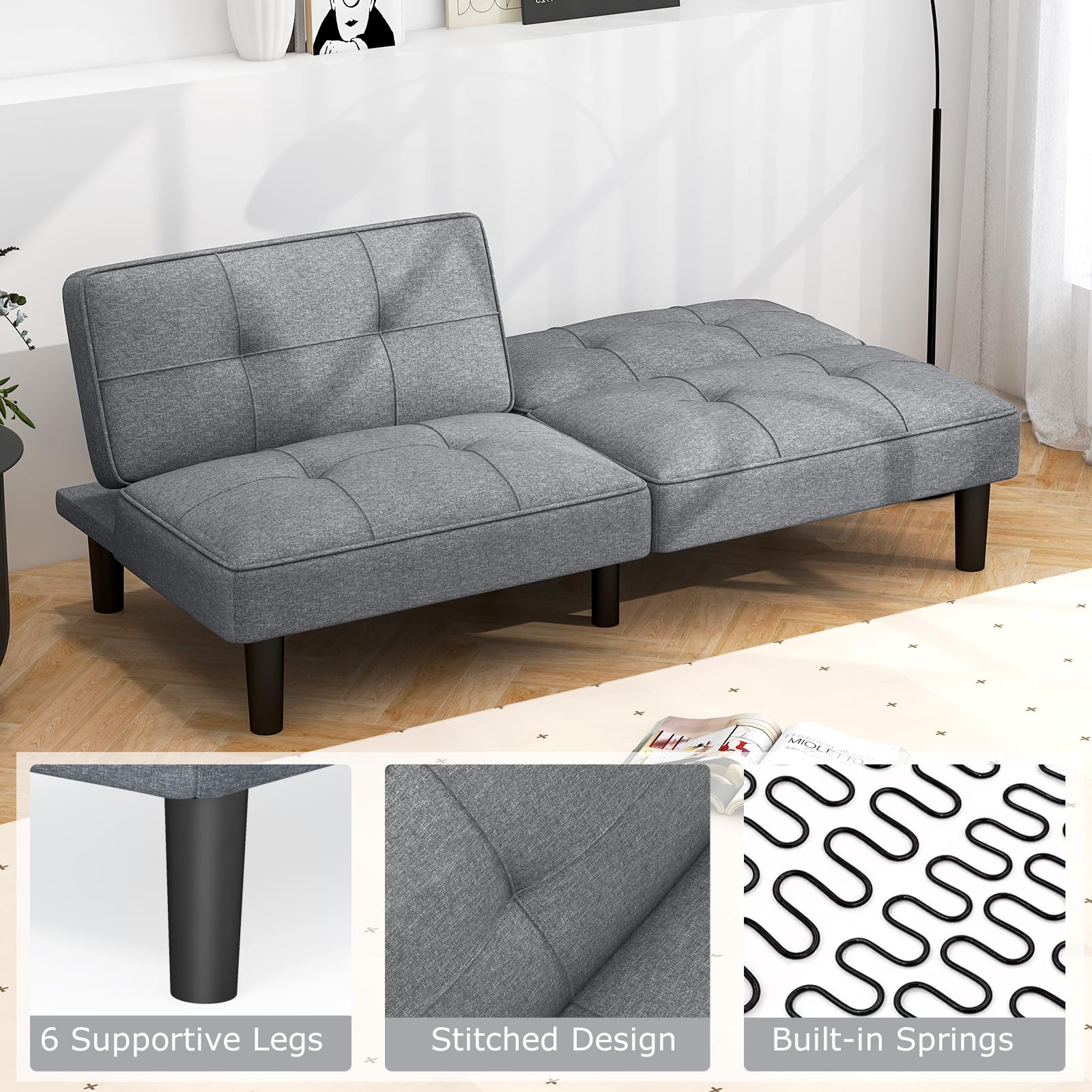 Giantex Convertible Futon Sofa Bed, Upholstered Folding Recliner
