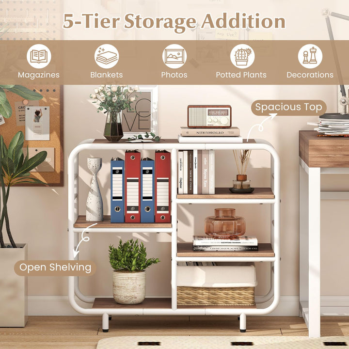 Giantex 5-Tier Industrial Bookcas Book Shelf Storage Organizer with Metal Frame