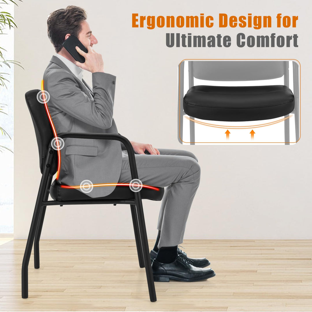 Giantex Waiting Room Chair Set - Upholstered Reception Chairs with Mixed PU Leather