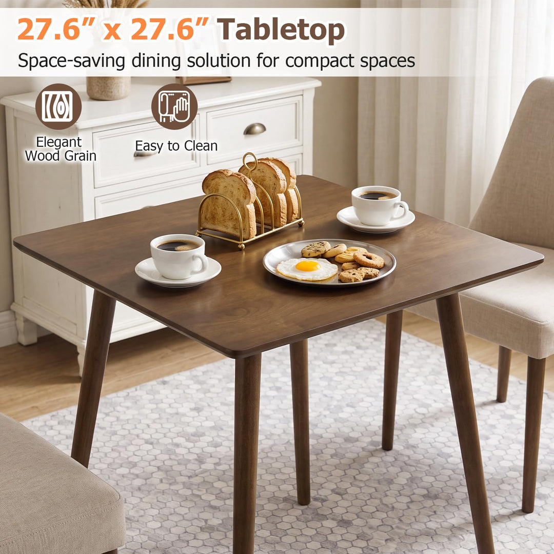 GIANTEX 27.6" Small Square Dining Table for 2-4 w/Solid Rubber Wood Legs