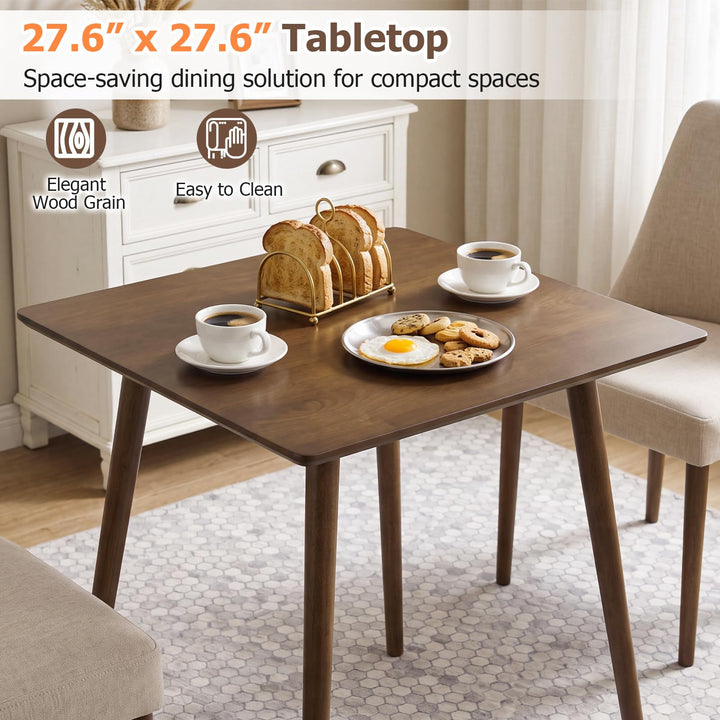 GIANTEX 27.6" Small Square Dining Table for 2-4 w/Solid Rubber Wood Legs