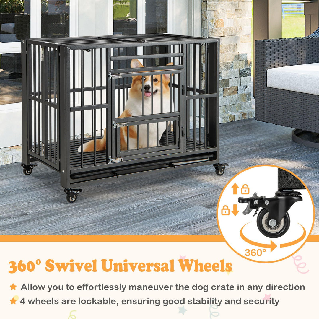 Giantex Foldable Metal Dog Crate - Heavy Duty Dog Cage