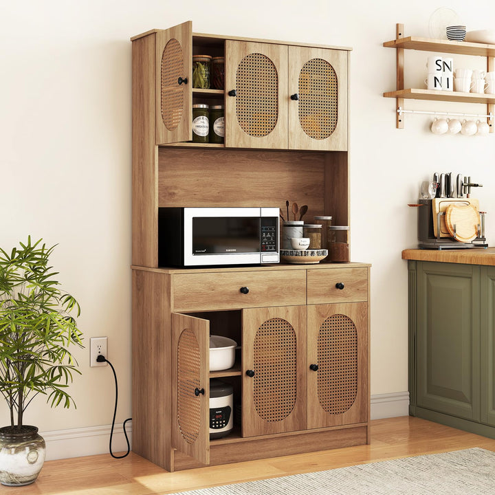 Giantex Kitchen Hutch, 71" Tall Boho Pantry Cabinet
