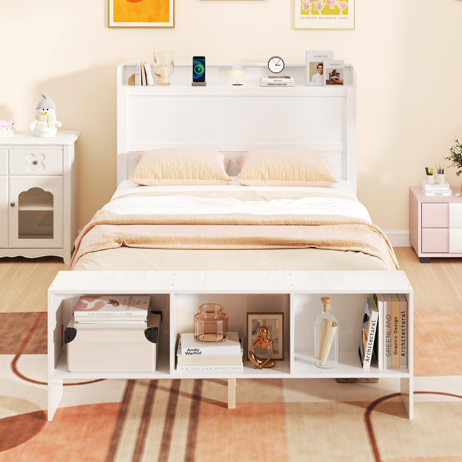 Giantex Bed Frame with Storage Headboard & Footboard