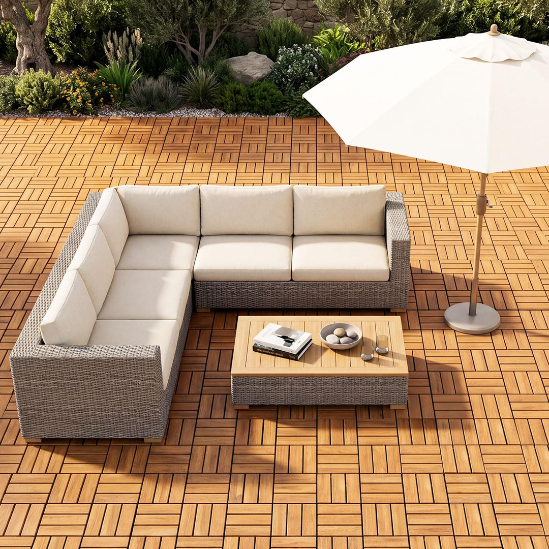 Giantex 12" x 12" Interlocking Acacia Wood Deck Tiles