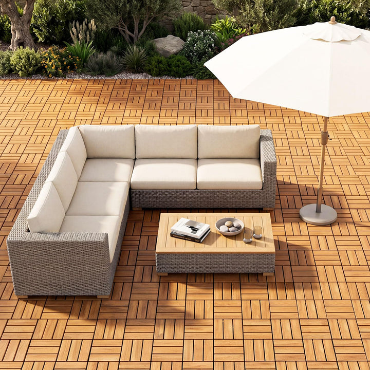 Giantex 12" x 12" Interlocking Acacia Wood Deck Tiles