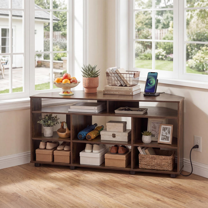 GIANTEX 4-Tier Corner TV Stand for 55 inch TV with Power Outlets