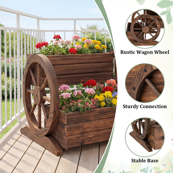 Giantex Garden Planter with Drainage Holes &amp; Wheels for Flowers Herbs Vegetables