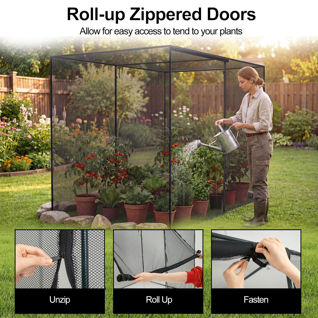 Giantex Garden Crop Cage | 10 x 6.5 x 6.5 ft Plant Netting Cover w/Zipper Doors