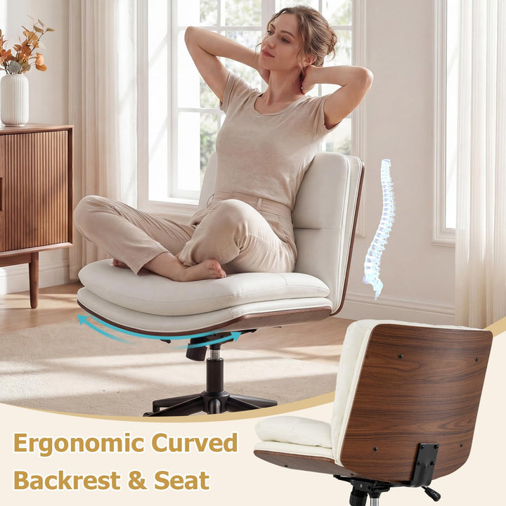 Giantex Armless Office Chair with Wheels for Home Office &amp; Bedroom