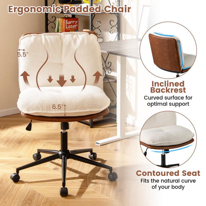 Giantex Faux Fur Desk Chair with Rocking Backrest & Thick Padded Cushion