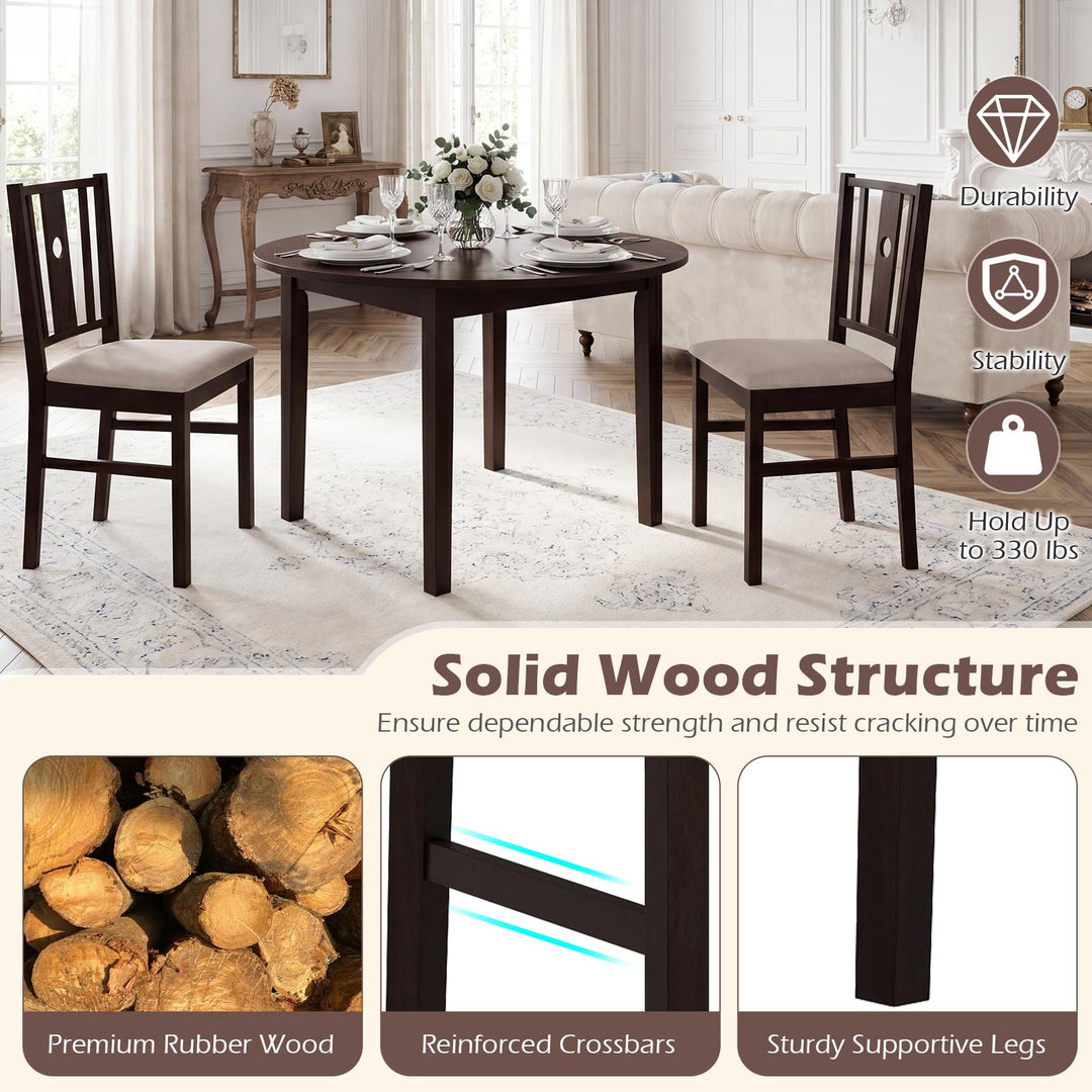 Giantex Wood Dining Chairs w/Fabric Padded Seat &amp; Slatted Curved Back (2/4)