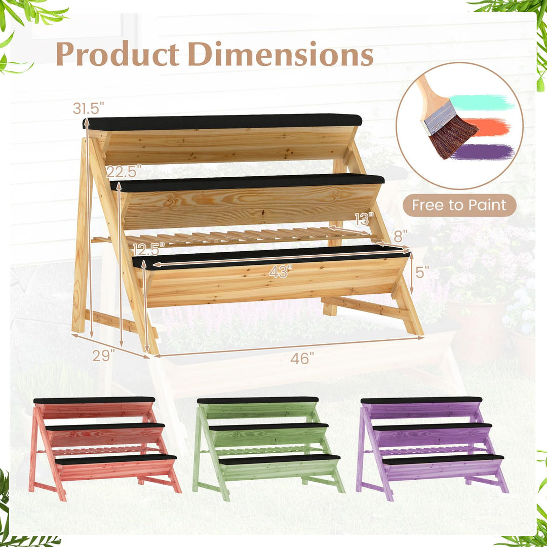 Giantex 3-Tier Vertical Raised Garden Bed Wood Elevated Planter Box with Legs