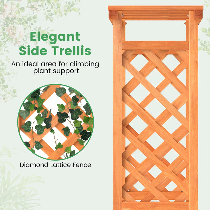 31" x 12.5" x 60" Raised Garden Bed with 2-Sided Trellis & Hanging Roof