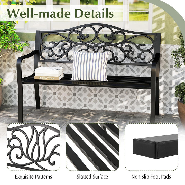 Giantex 50 Inches Outdoor Bench with Floral Pattern