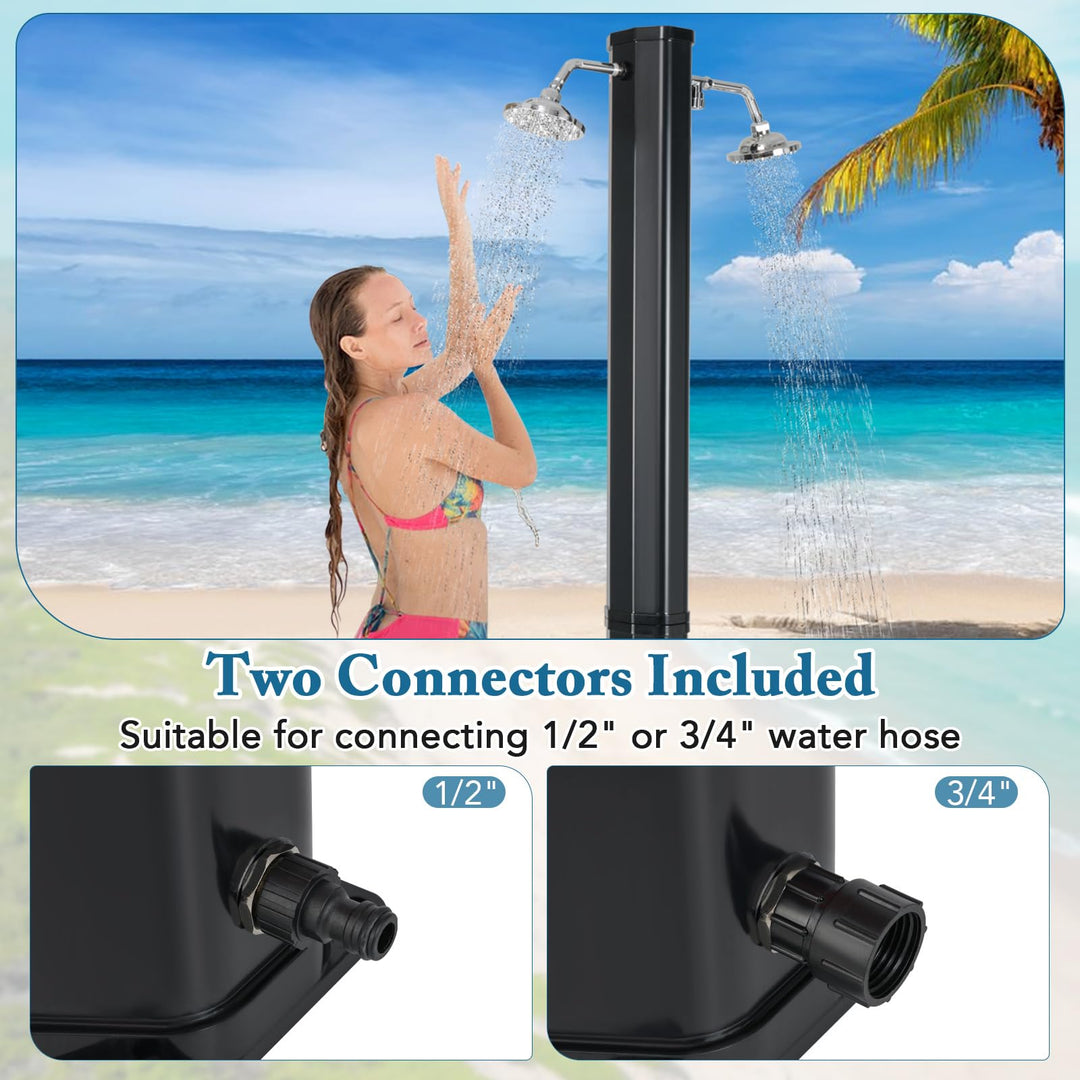 Giantex 9.3 Gallon Outdoor Shower, Solar Shower with Dual 360°Rotating Shower Heads, 2 Foot Showers
