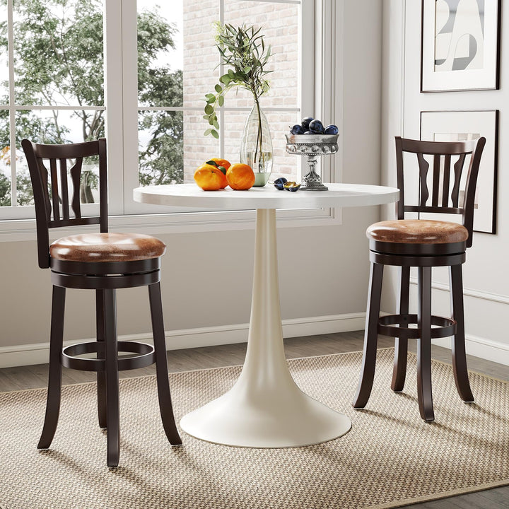 Giantex 30" Upholstered Bar Height Swivel Bar Stools Set of 2/4 with Back and Solid Rubber Frame
