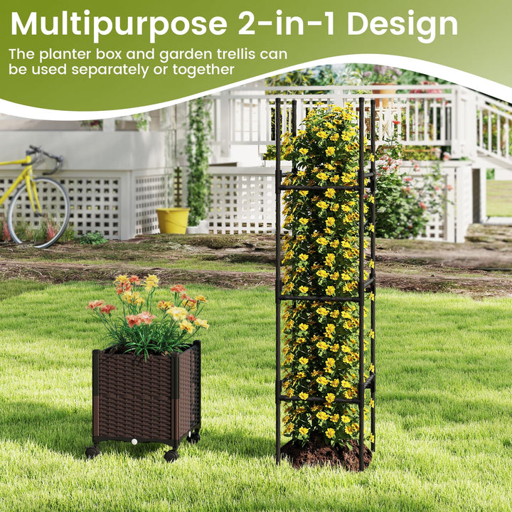 Giantex Raised Garden Bed Planter Box with Trellis