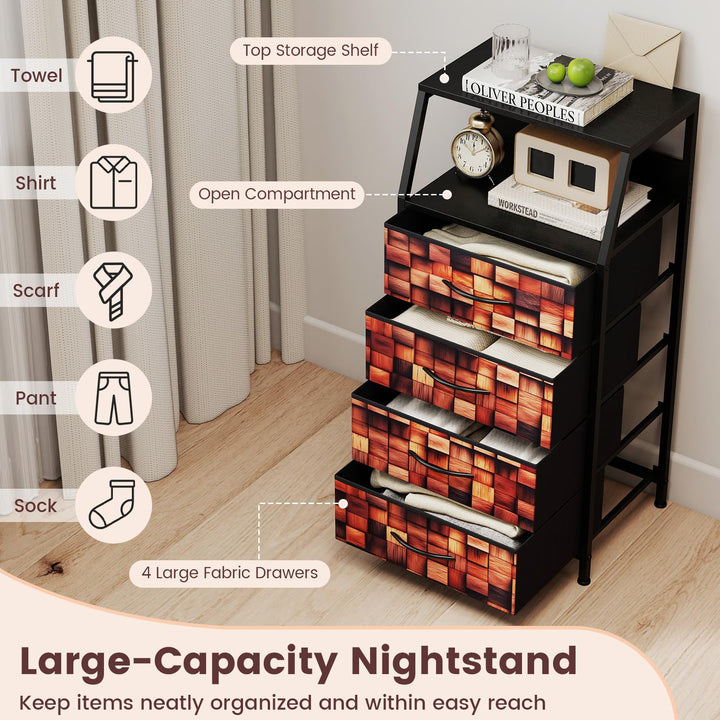 GIANTEX Industrial Nightstand | Tall Dresser with Sturdy Metal Frame (1/2)