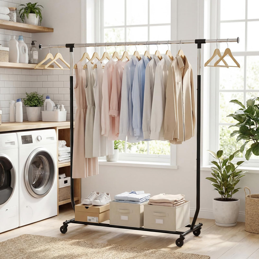 Giantex Extendable Heavy-Duty Rolling Clothing Rack for Hanging Clothes