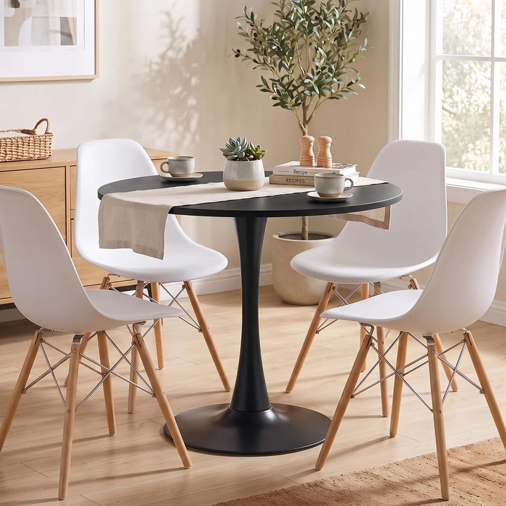 31.5-Inch Tulip Table for 2-4 with Thickened Table and Metal Pedestal for Small Spaces