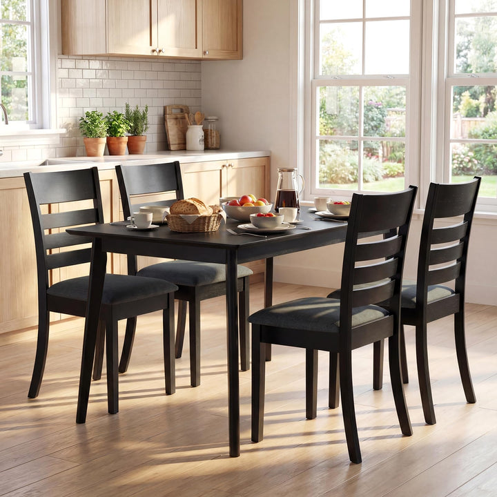 Giantex Wooden Upholstered Kitchen Chair w/Rubber Wood Frame (2/4)