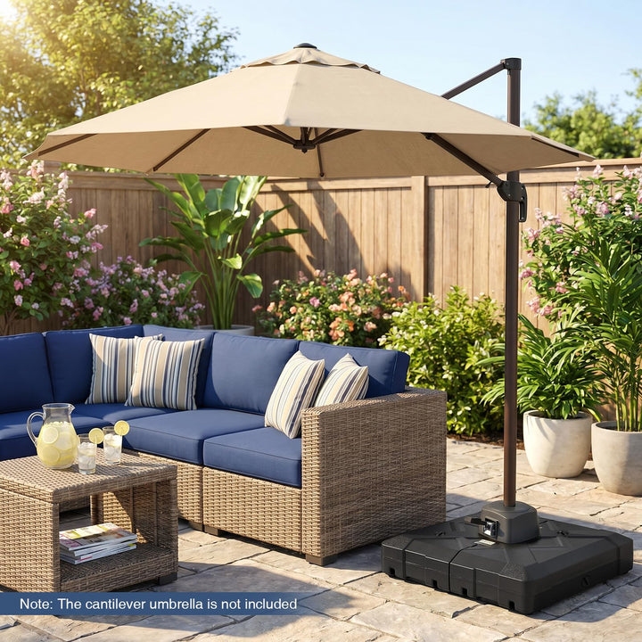 Giantex Rolling Cantilever Umbrella Base | 348 lbs Fillable Offset Patio Umbrella Holder