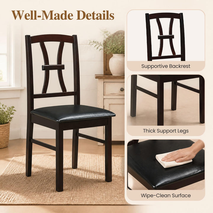 GIANTEX Wooden Dining Chairs Set of 2/4 | Faux Leather Kitchen Chairs w/ Elegant High Back