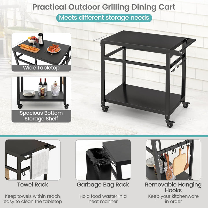 Giantex Outdoor Grill Cart - Pizza Oven Stand Table with Lockable Wheels