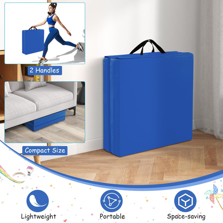 Giantex 6'x 2' Gymnastics Mat, 2" Thick Folding Tumbling Mat with Hook and Loop Fastener