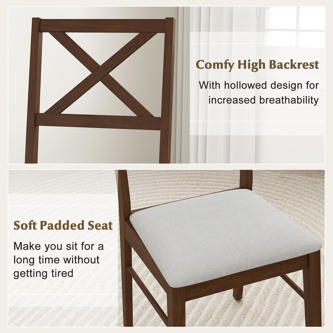 Giantex Wooden Dining Chairs Set of 2/4, Upholstered Kitchen Chairs w/Cross Back & Padded Seat