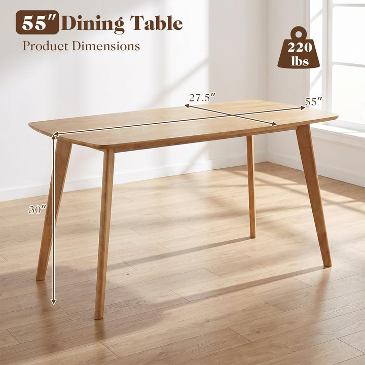 GIANTEX 55" Solid Wood Rectangular Dining Table w/Round Edges for 4-6
