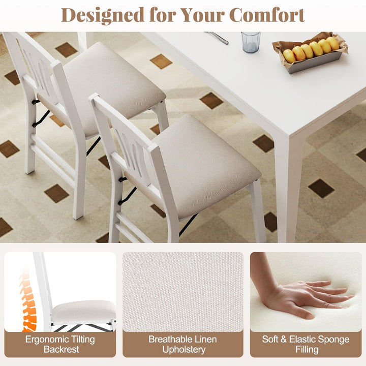Folding Kitchen Chairs Set of 2/4 Upholstered Dining Chairs with Comfy Padded Seats
