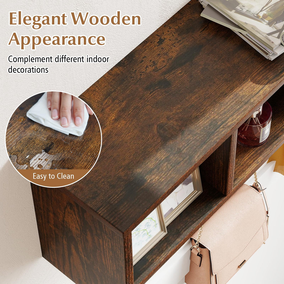 Giantex Wall Mounted Coat Rack with 4 Cubbies &amp; 5 Double Hooks