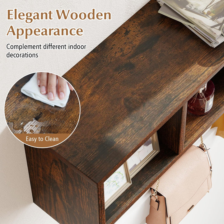 Giantex Wall Mounted Coat Rack with 4 Cubbies &amp; 5 Double Hooks