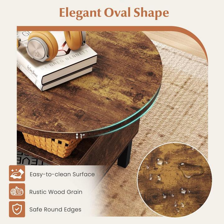 Giantex 47" Oval Coffee Table Cocktail Accent Center Table with Storage