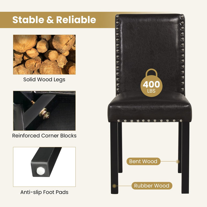 Giantex Dining Chairs Set of 2/4 with Solid Rubber & Bent Wood Legs