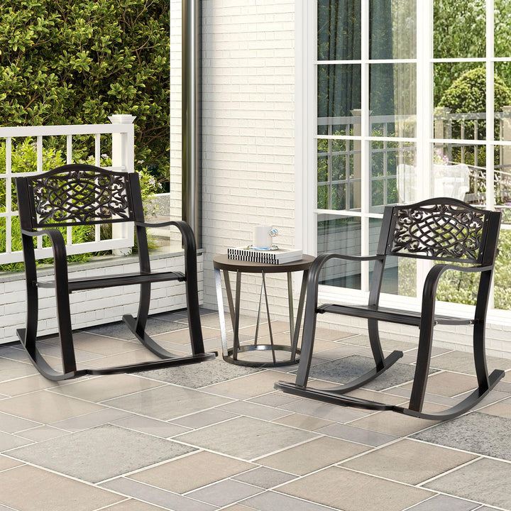 Giantex Patio Rocking Chair Outdoor Cast Aluminum Rocker w/Footrest