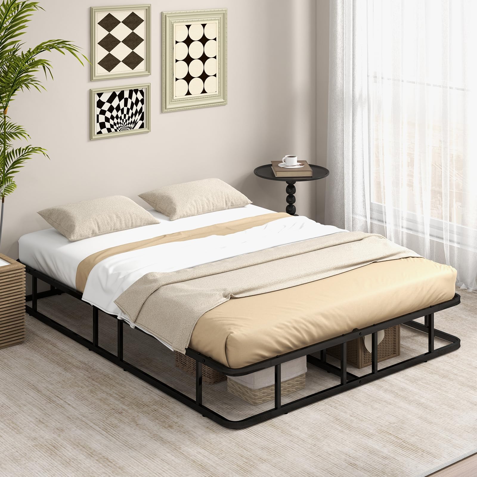 Giantex 10 Inch Bed Frame Queen Size, Metal Platform Queen Bed Frame, Heavy Duty Steel Slat Support