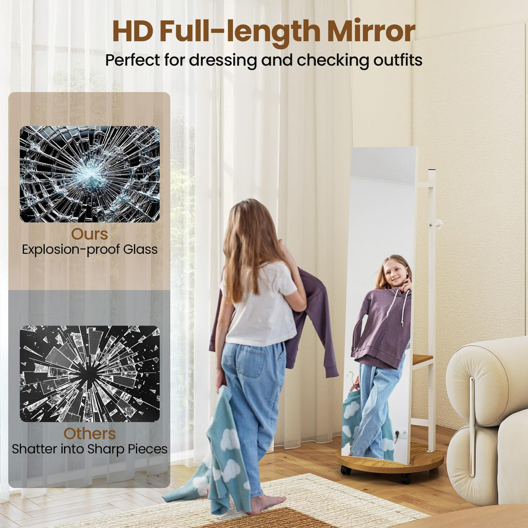CHARMAID 55" Full Length Mirror with Coat Rack