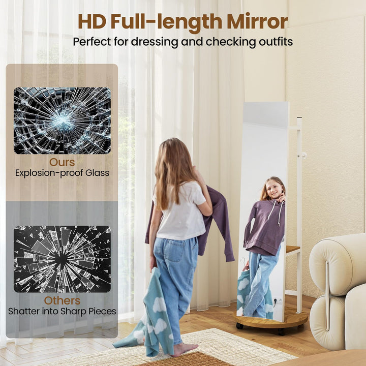 CHARMAID 55" Full Length Mirror with Coat Rack