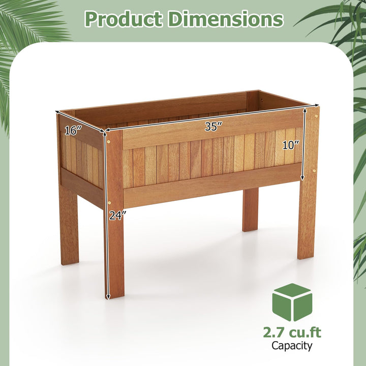Giantex Wooden Raised Garden Bed, Solid Wood Elevated Planter Box w/Legs, 35”Lx 16”Wx24”H